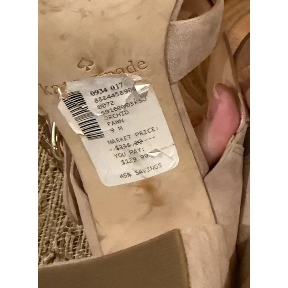 Kate Spade Orchid Suede Sandal In Fawn Blush Kid Suede Block Heels Sz 9